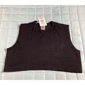 Gymshark Womens Ribbed Cotton Seamless Black Oversized Tank Top Size S Gym Yoga